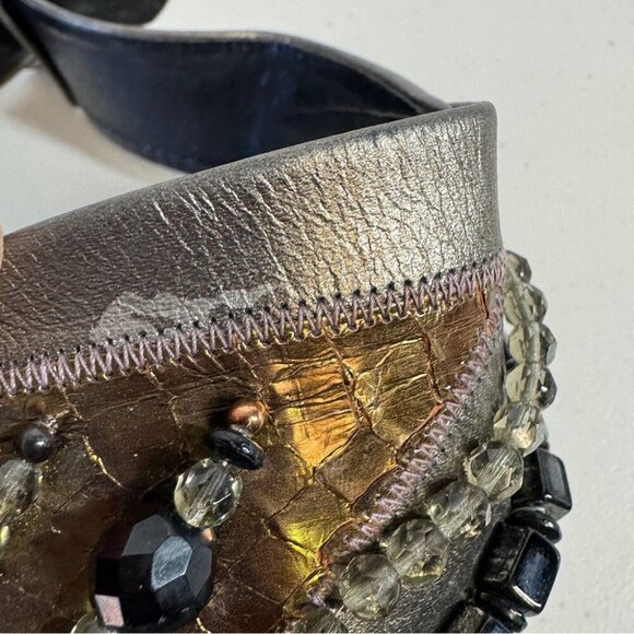 Vintage Salena’s Collection Gold Black 80s Beaded Metallic Statement Belt - Picture 13 of 16